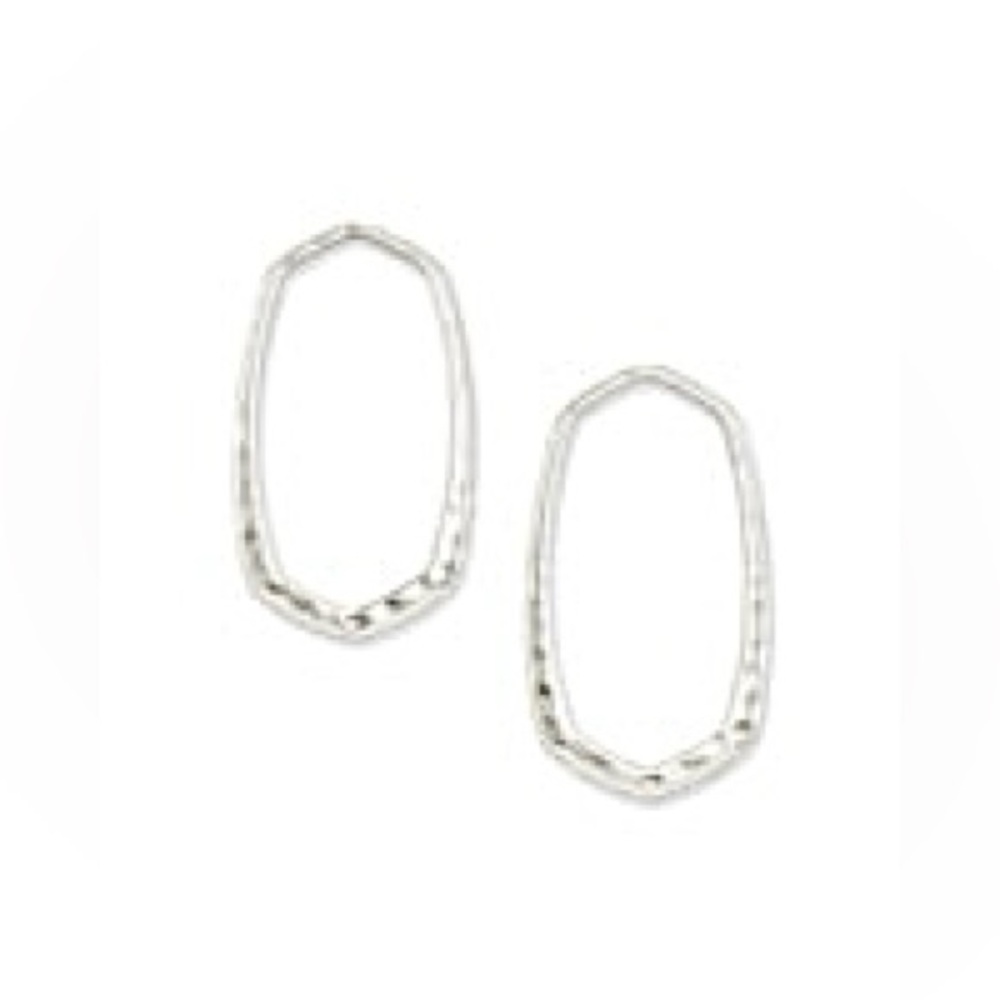 Kendra Scott ZORTE Hoop Earrings | Silver | Hammered Open Frame